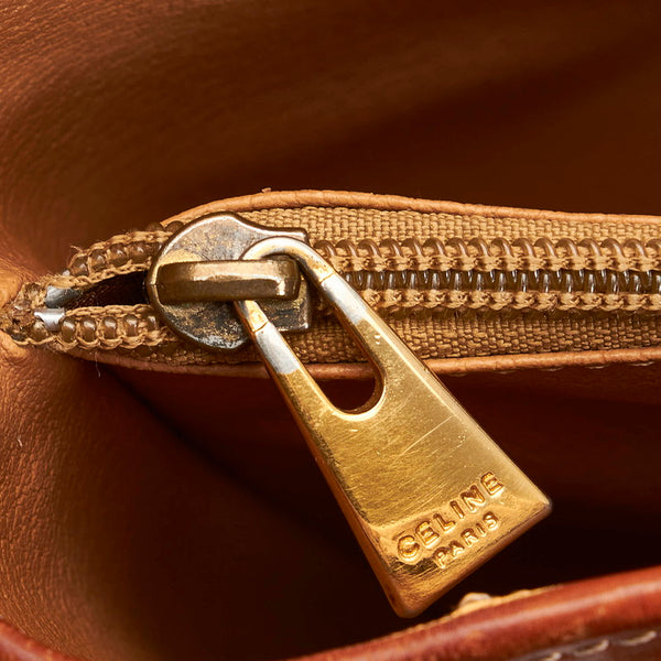 セリーヌ マカダム ブラウン PVC レザー トートバッグ レディース CELINE 【中古】