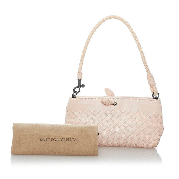 ボッテガヴェネタ イントレチャート ピンク レザー ハンドバッグ レディース BOTTEGAVENETA 【中古】