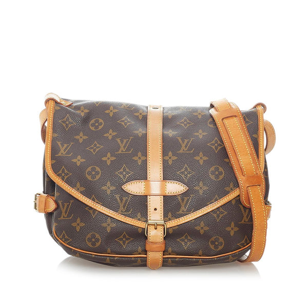 ルイ ヴィトン モノグラム ソミュール30 ショルダーバッグ M42256  ブラウン PVC レザー レディース LOUIS VUITTON 【中古】