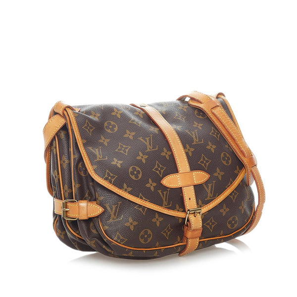 ルイ ヴィトン モノグラム ソミュール30 ショルダーバッグ M42256  ブラウン PVC レザー レディース LOUIS VUITTON 【中古】