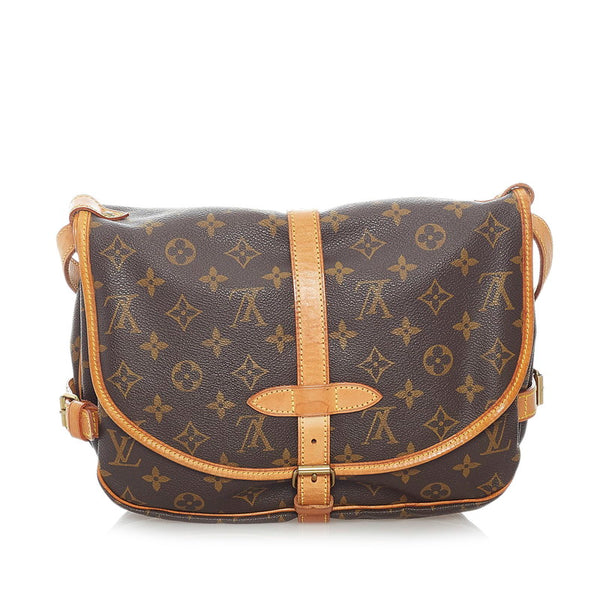ルイ ヴィトン モノグラム ソミュール30 ショルダーバッグ M42256  ブラウン PVC レザー レディース LOUIS VUITTON 【中古】