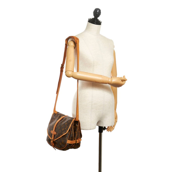 ルイ ヴィトン モノグラム ソミュール30 ショルダーバッグ M42256  ブラウン PVC レザー レディース LOUIS VUITTON 【中古】