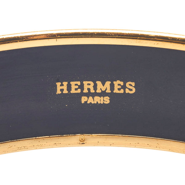 エルメス エマイユGM 七宝焼き パングル ブレスレット ブラック ゴールド メタル レディース HERMES 【中古】
