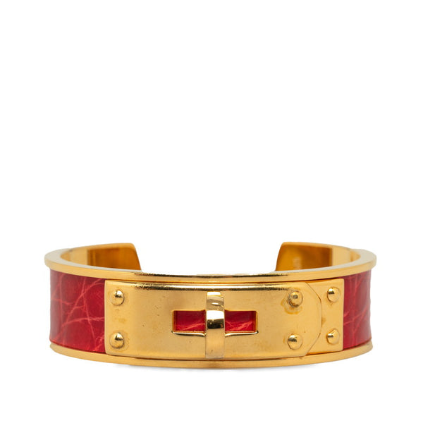 エルメス ケリー バングル ゴールド レッド レザー メッキ レディース HERMES 【中古】