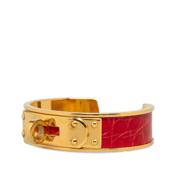 エルメス ケリー バングル ゴールド レッド レザー メッキ レディース HERMES 【中古】