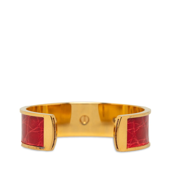 エルメス ケリー バングル ゴールド レッド レザー メッキ レディース HERMES 【中古】