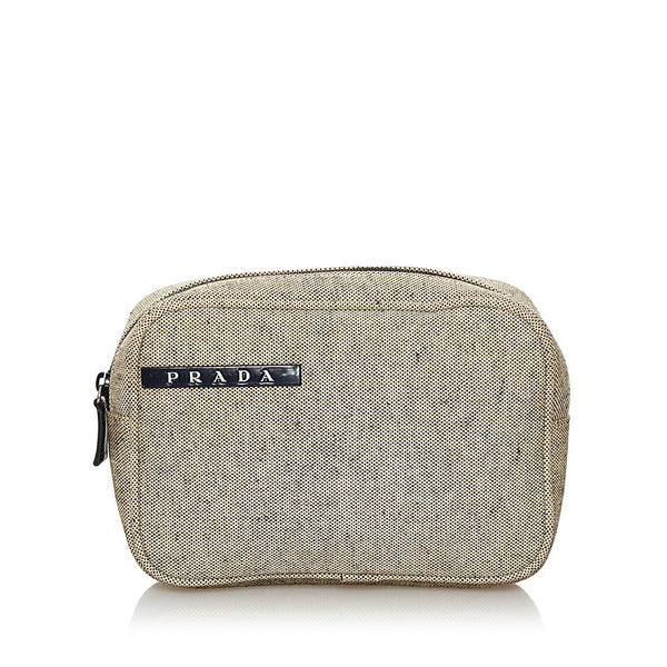 プラダ ポーチ グレー キャンバス レディース PRADA 【中古】