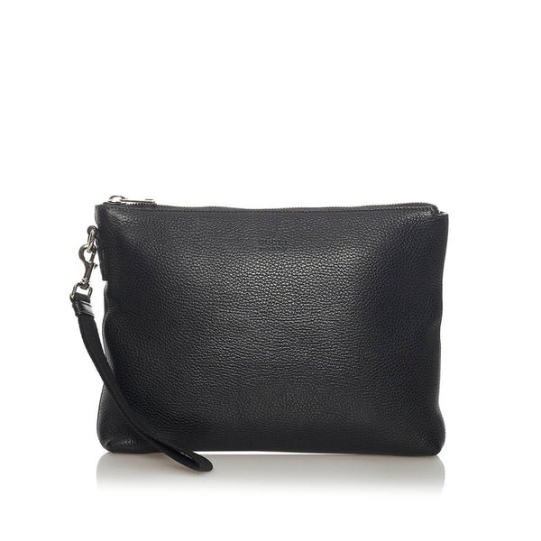 グッチ 387075 ブラック レザー クラッチバッグ メンズ GUCCI 【中古】