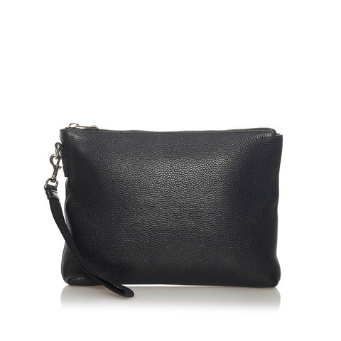 グッチ 387075 ブラック レザー クラッチバッグ メンズ GUCCI 【中古】