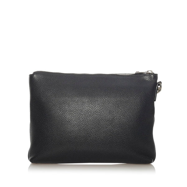 グッチ 387075 ブラック レザー クラッチバッグ メンズ GUCCI 【中古】