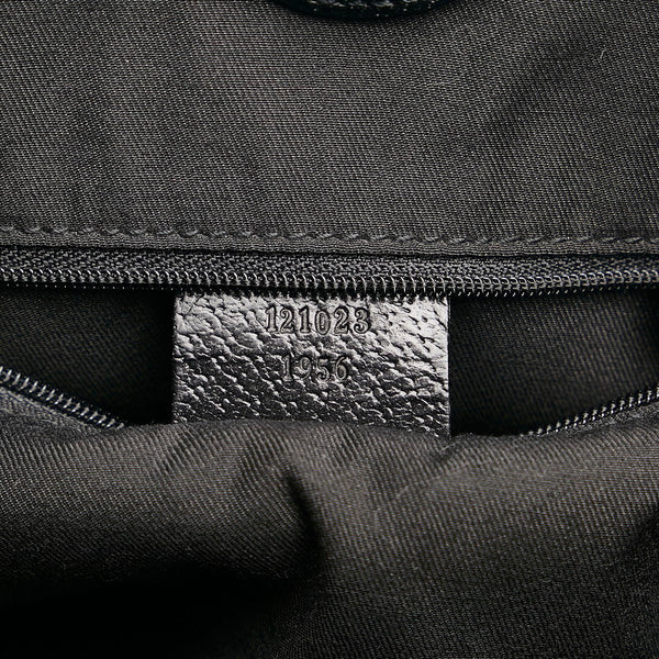 グッチ GGキャンバス ハンドバッグ トートバッグ 121023 ブラック キャンバス レザー レディース GUCCI 【中古】