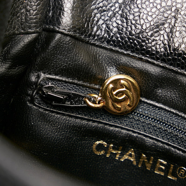シャネル ココマーク ゴールド金具 斜め掛け チェーン ショルダーバッグ  ブラック キャビアスキン レディース CHANEL 【中古】