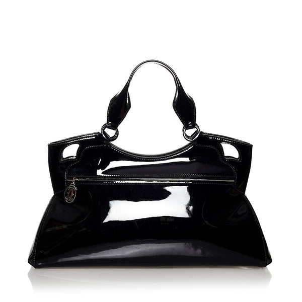 カルティエ マルチェロ ブラック エナメル ハンドバッグ レディース CARTIER 【中古】