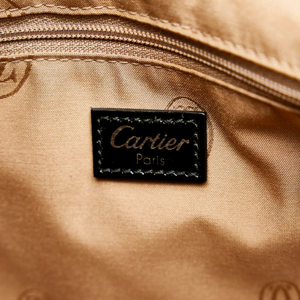 カルティエ マルチェロ ブラック エナメル ハンドバッグ レディース CARTIER 【中古】