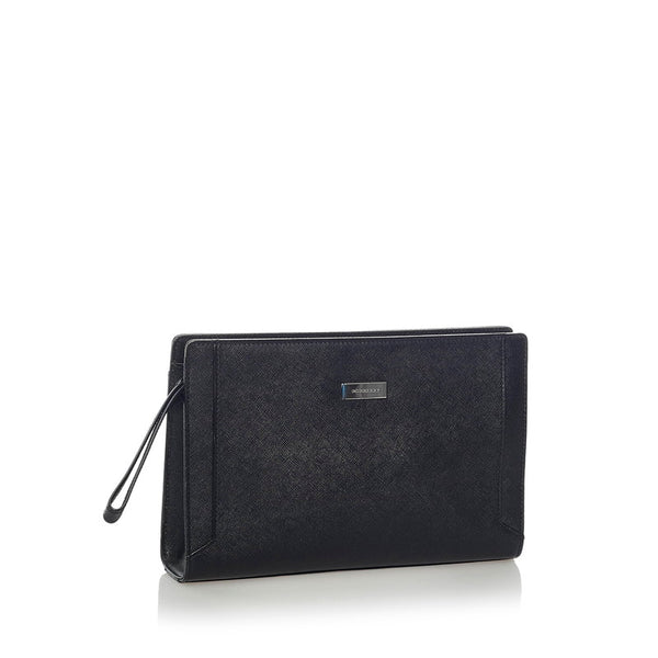バーバリー セカンドバッグ ブラック レザー メンズ BURBERRY 【中古】