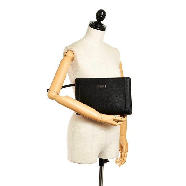 バーバリー セカンドバッグ ブラック レザー メンズ BURBERRY 【中古】