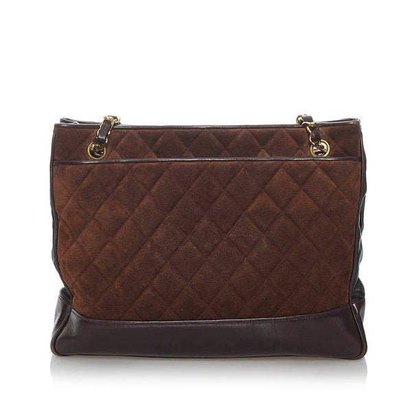 シャネル ブラウン スウェード レザー チェーン ショルダーバッグ レディース CHANEL 【中古】
