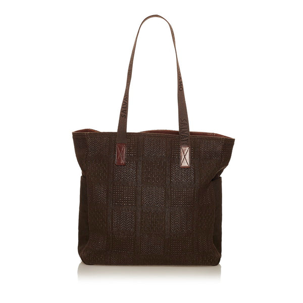 サルヴァトーレフェラガモ トートバッグ FB-24 8632 ブラウン キャンバス レディース Salvatore Ferragamo 【中古】