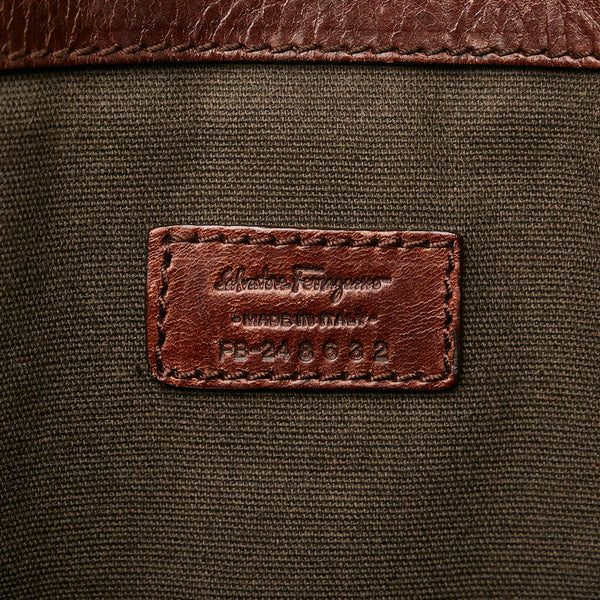 サルヴァトーレフェラガモ トートバッグ FB-24 8632 ブラウン キャンバス レディース Salvatore Ferragamo 【中古】