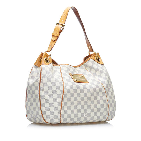 ルイ ヴィトン ダミエ アズール ガリエラPM ショルダーバッグ N55215 ホワイト PVC レザー レディース LOUIS VUITTON 【中古】