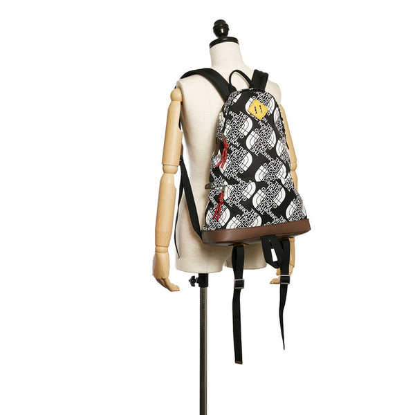 グッチ North Face コラボ リュック バックパック 650288 ブラック ホワイト ナイロン レザー レディース GUCCI 【中古】
