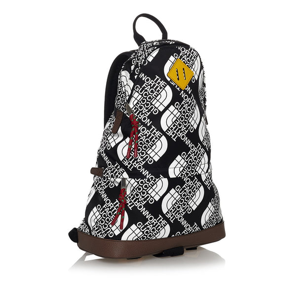 グッチ North Face コラボ リュック バックパック 650288 ブラック ホワイト ナイロン レザー レディース GUCCI 【中古】