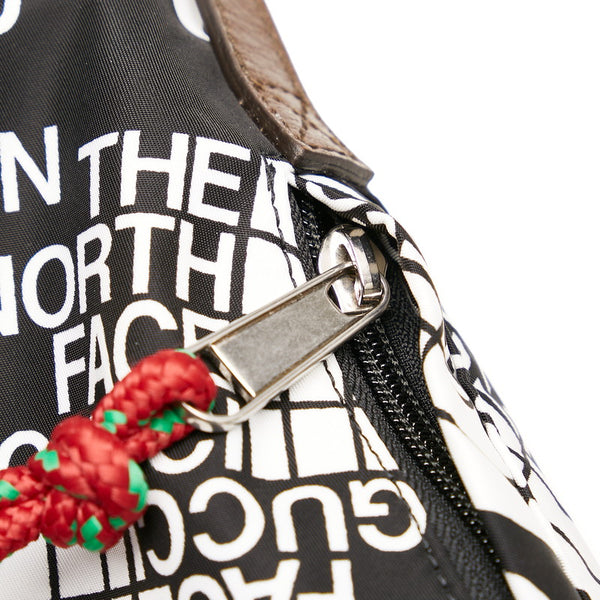 グッチ North Face コラボ リュック バックパック 650288 ブラック ホワイト ナイロン レザー レディース GUCCI 【中古】