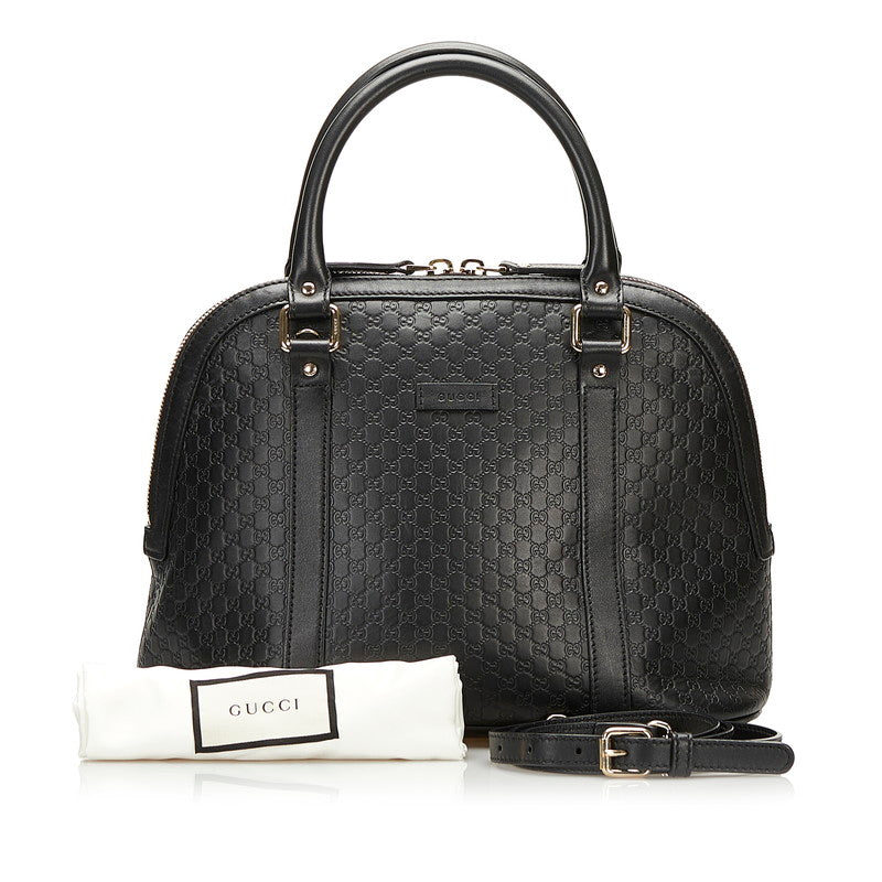 グッチ マイクログッチシマ ハンドバッグ ショルダーバッグ 2WAY 449663 ブラック レザー レディース GUCCI 【中古】