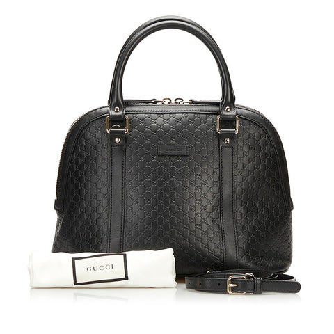 グッチ マイクログッチシマ ハンドバッグ ショルダーバッグ 2WAY 449663 ブラック レザー レディース GUCCI 【中古】