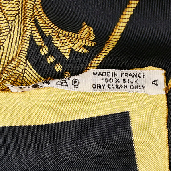 エルメス カレ90 LES ARMES DE PARIS パリの紋章 スカーフ ブラック イエロー シルク レディース HERMES 【中古】