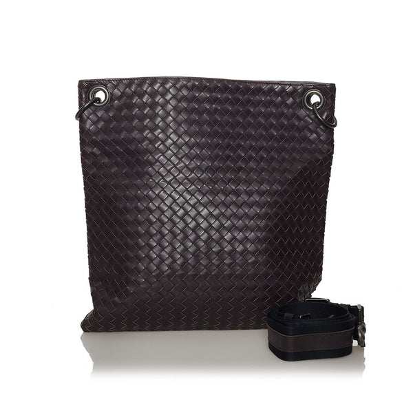 ボッテガヴェネタ イントレチャート 斜め掛け ショルダーバッグ ブラウン レザー メンズ BOTTEGAVENETA 【中古】