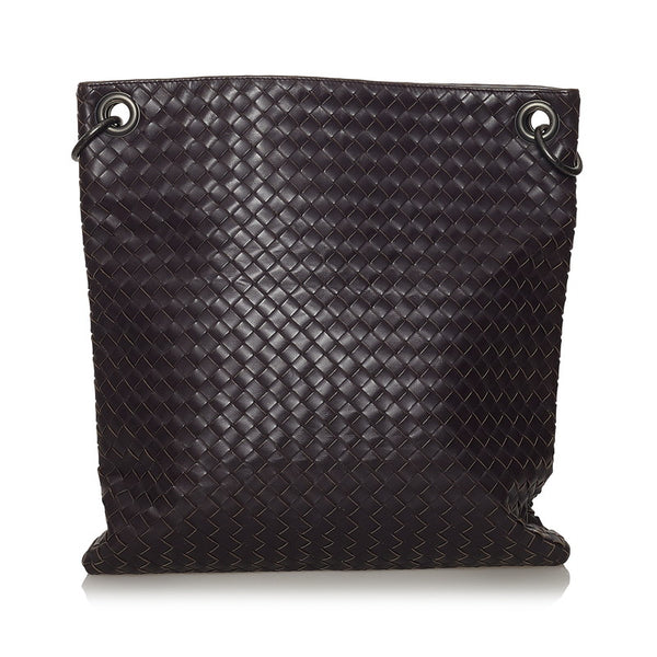 ボッテガヴェネタ イントレチャート 斜め掛け ショルダーバッグ ブラウン レザー メンズ BOTTEGAVENETA 【中古】