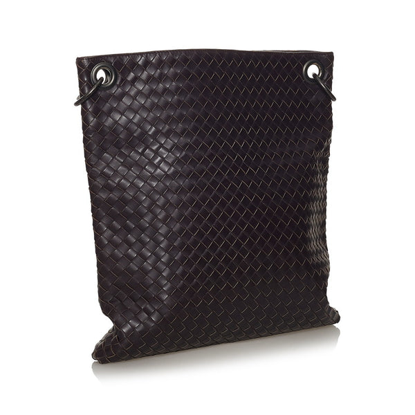 ボッテガヴェネタ イントレチャート 斜め掛け ショルダーバッグ ブラウン レザー メンズ BOTTEGAVENETA 【中古】