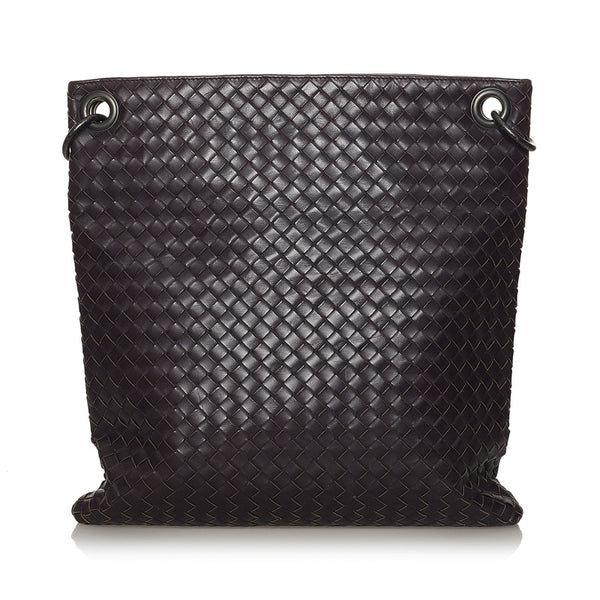 ボッテガヴェネタ イントレチャート 斜め掛け ショルダーバッグ ブラウン レザー メンズ BOTTEGAVENETA 【中古】