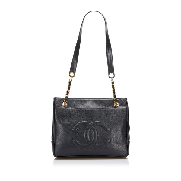 シャネル ココマーク チェーン トートバッグ ショルダーバッグ ブラック キャビアスキン レディース CHANEL 【中古】
