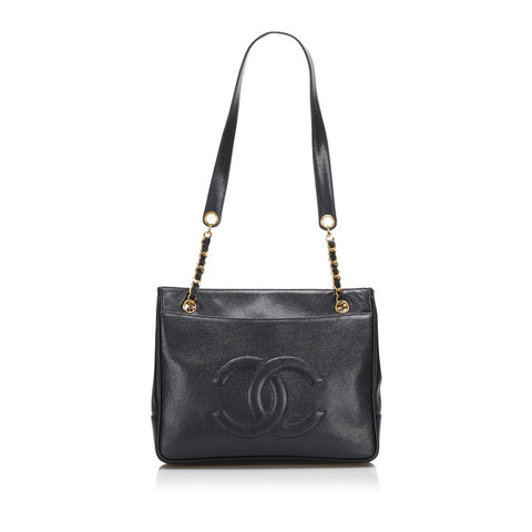シャネル ココマーク チェーン トートバッグ ショルダーバッグ ブラック キャビアスキン レディース CHANEL 【中古】