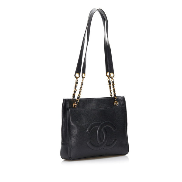 シャネル ココマーク チェーン トートバッグ ショルダーバッグ ブラック キャビアスキン レディース CHANEL 【中古】