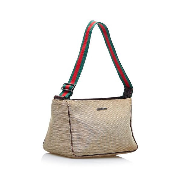 グッチ シェリーライン アクセサリーポーチ 106644 ベージュ キャンバス レディース GUCCI 【中古】