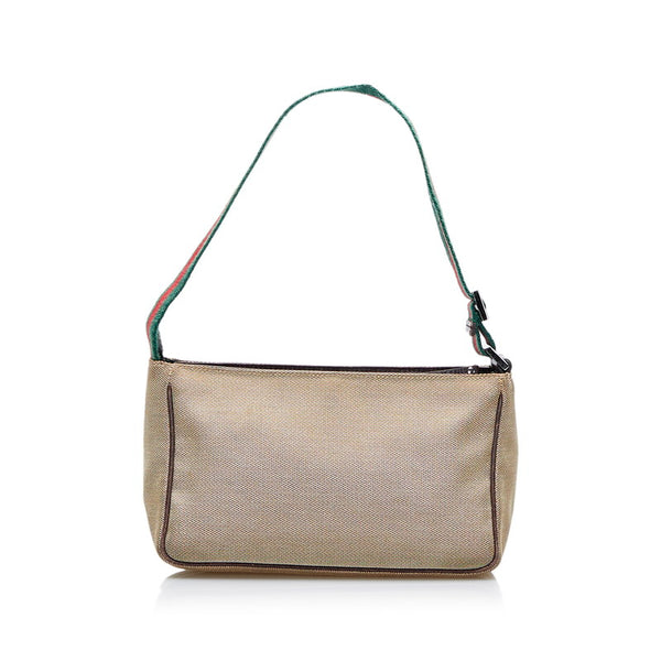 グッチ シェリーライン アクセサリーポーチ 106644 ベージュ キャンバス レディース GUCCI 【中古】