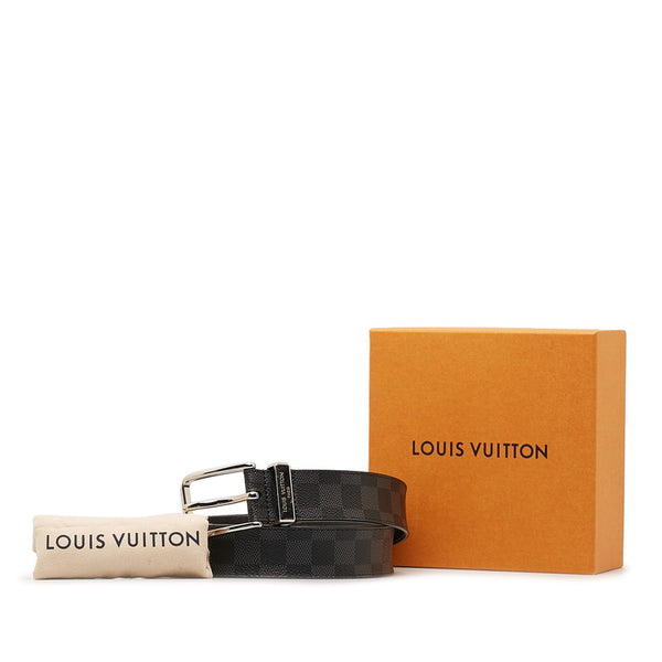 ルイ ヴィトン ダミエ グラフィット サンチュール ポンヌフ ベルト 95/38 M9402 ブラック PVC レザー メンズ LOUIS VUITTON 【中古】
