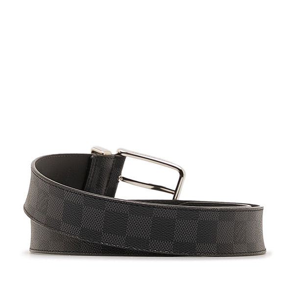 ルイ ヴィトン ダミエ グラフィット サンチュール ポンヌフ ベルト 95/38 M9402 ブラック PVC レザー メンズ LOUIS VUITTON 【中古】