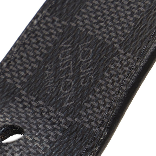 ルイ ヴィトン ダミエ グラフィット サンチュール ポンヌフ ベルト 95/38 M9402 ブラック PVC レザー メンズ LOUIS VUITTON 【中古】