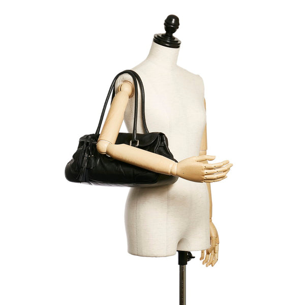 プラダ タッセル BR3474 ブラック レザー ショルダーバッグ レディース PRADA 【中古】