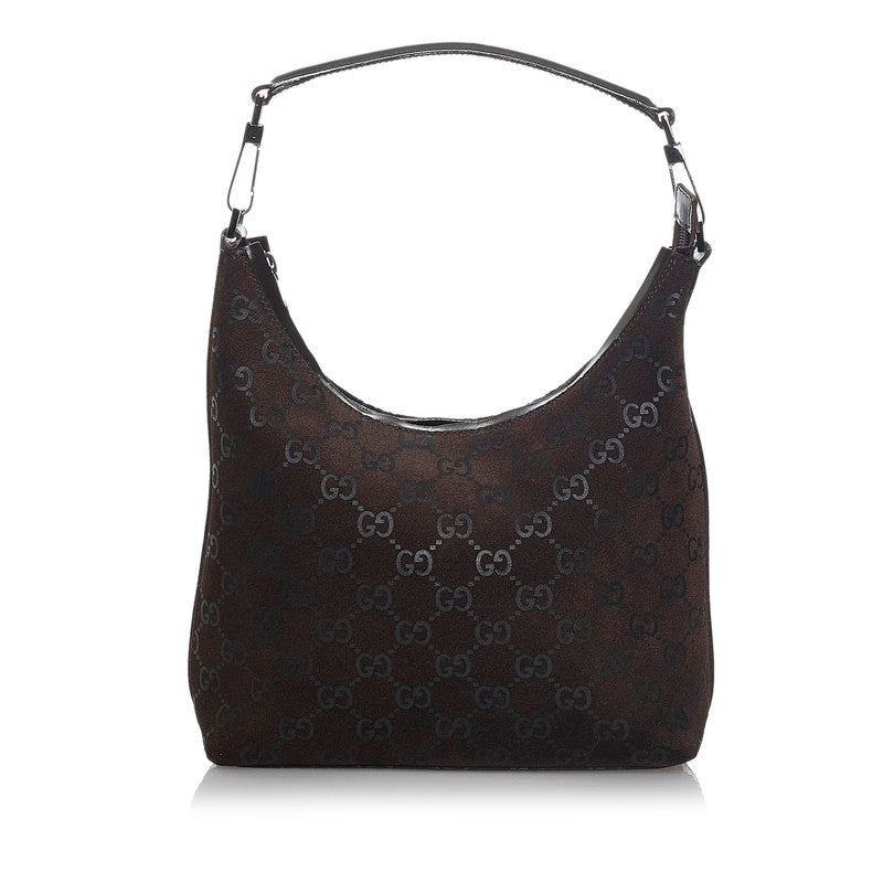 グッチ GG ワンショルダーバッグ ブラウン スウェード レザー レディース GUCCI 【中古】