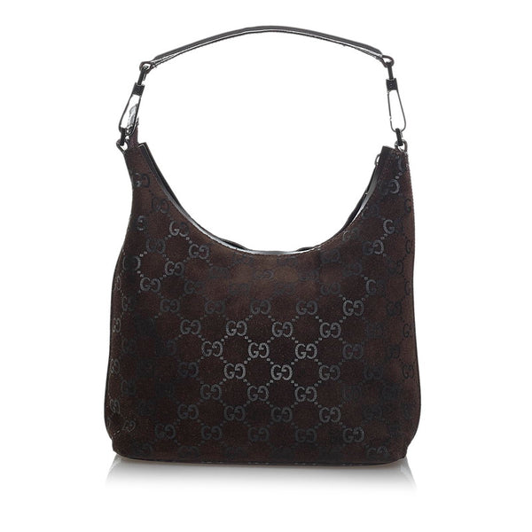 グッチ GG ワンショルダーバッグ ブラウン スウェード レザー レディース GUCCI 【中古】