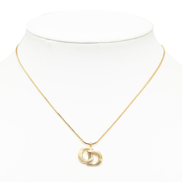クリスチャンディオール CDロゴ ネックレス ゴールド メッキ レディース Christian Dior 【中古】