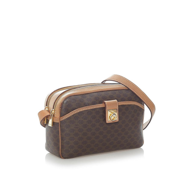 セリーヌ マカダム 斜め掛け ショルダーバッグ ブラウン PVC レザー レディース CELINE 【中古】