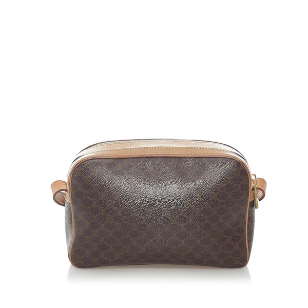 セリーヌ マカダム 斜め掛け ショルダーバッグ ブラウン PVC レザー レディース CELINE 【中古】