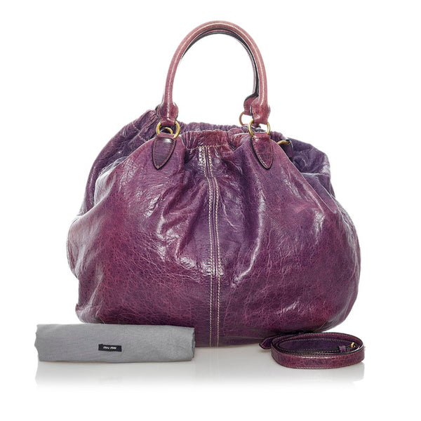 ミュウミュウ ハンドバッグ ショルダーバッグ 2WAY パープル レザー レディース MIUMIU 【中古】