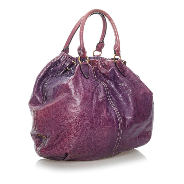 ミュウミュウ ハンドバッグ ショルダーバッグ 2WAY パープル レザー レディース MIUMIU 【中古】